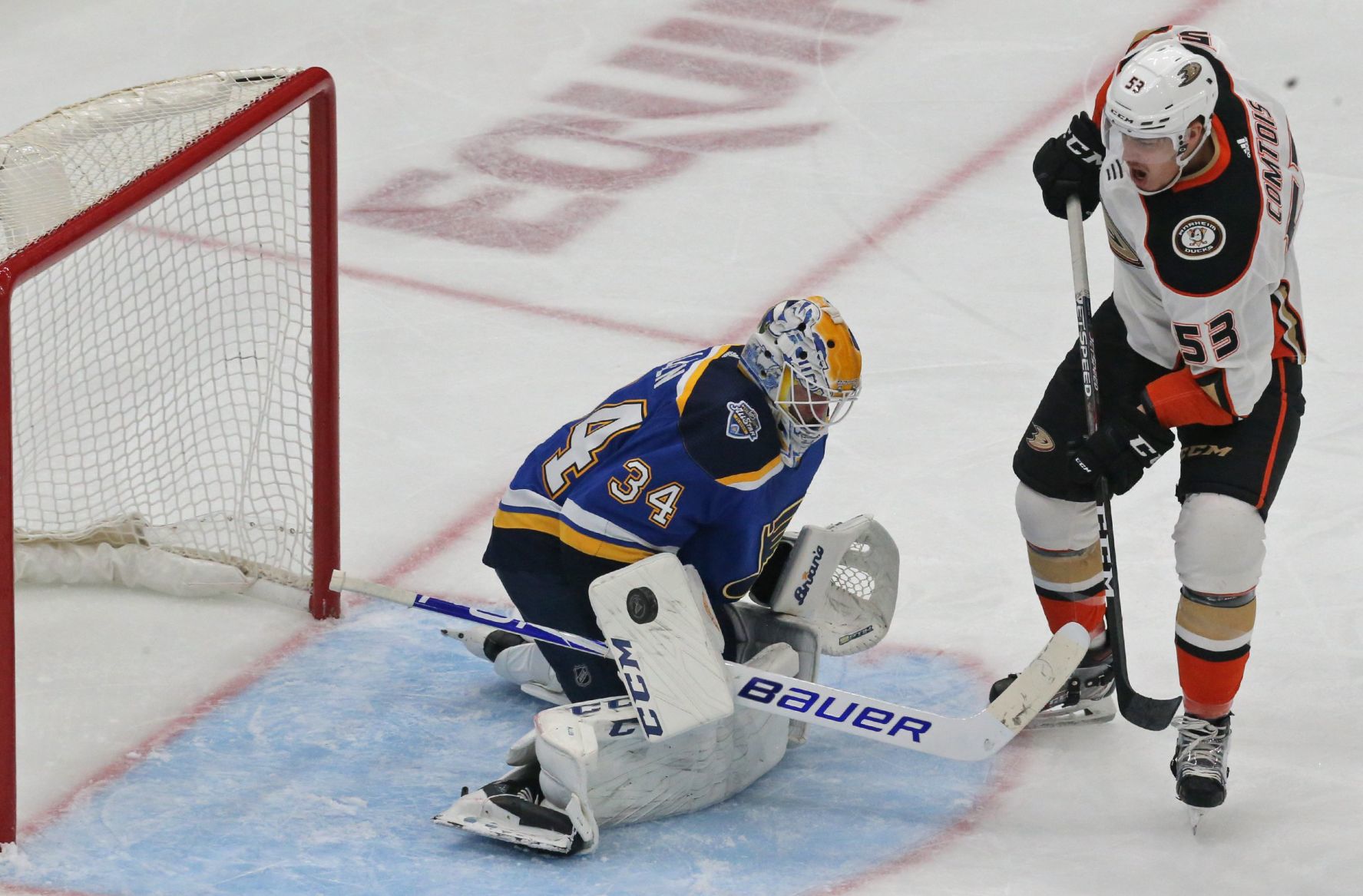 The Blues take on the Ducks at the Enterprise Center